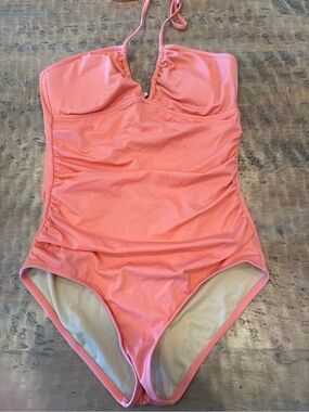 JCrew Coral Halter One-Piece Swimsuit